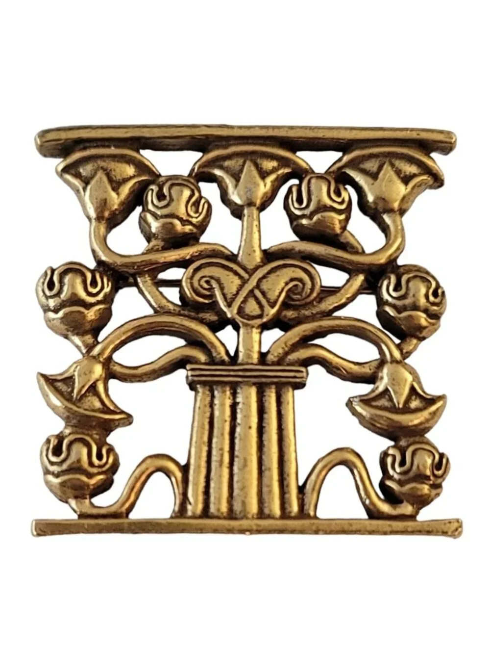 Metropolitan Museum of Art Gold Tone Corbel Flower Tree of Life Pin Brooch, M601